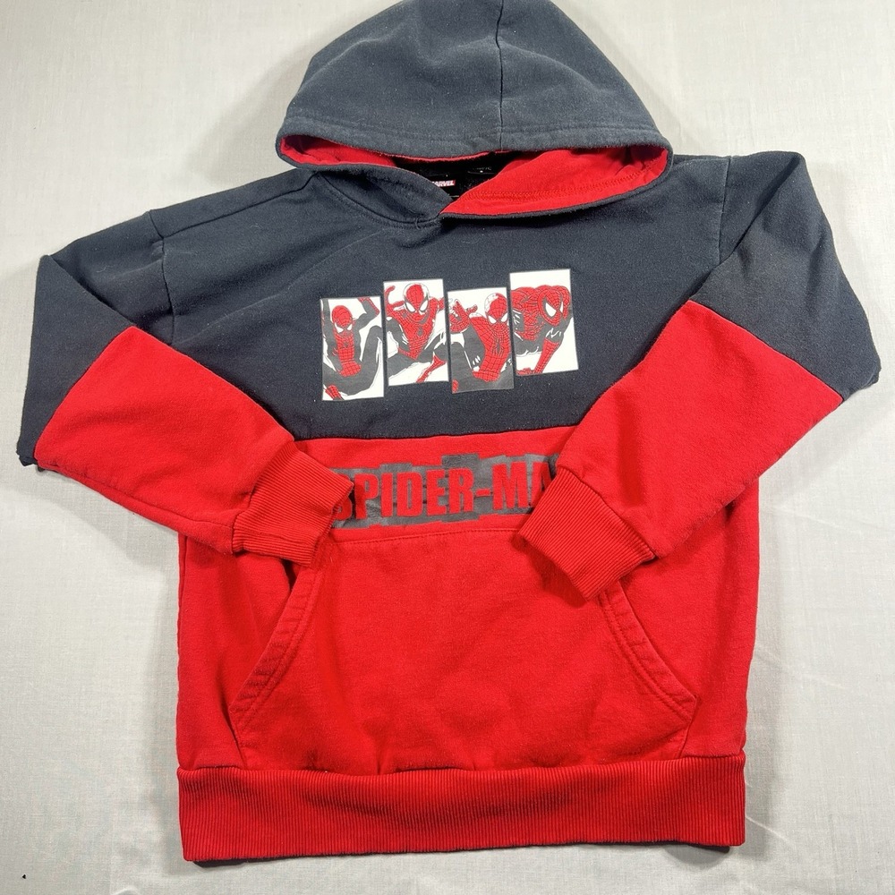 Marvel Spider-Man Hoodie Graphic Colorblock Red Black Boys Size 8